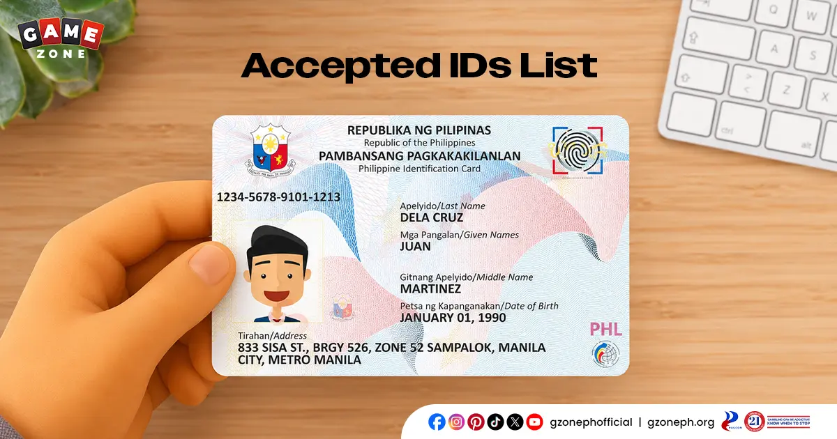 GameZone Registration Requirements Accepted Government IDs